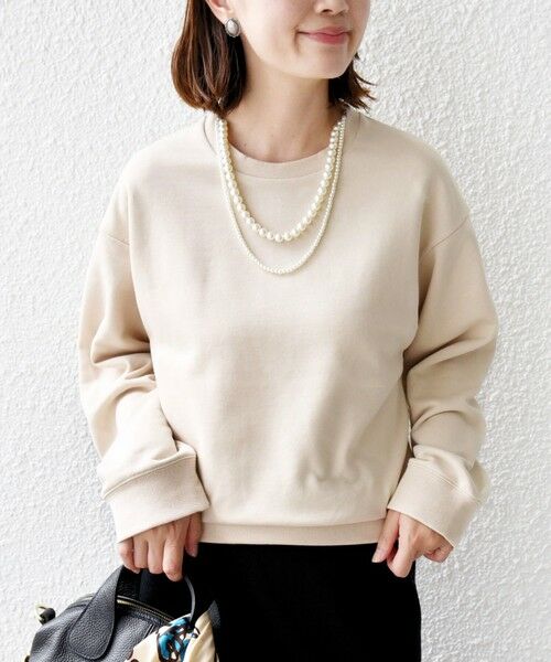 SHIPS / シップス スウェット | 【WEB限定】〈手洗い可能〉パール調 ネックレス チャーム 付 ドルマン スウェット | 詳細18