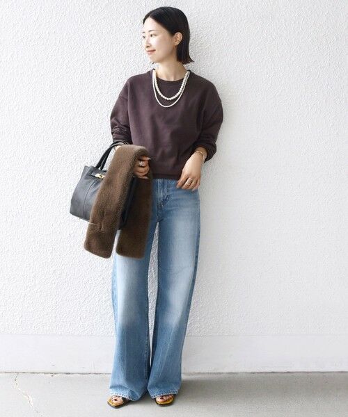 SHIPS / シップス スウェット | 【WEB限定】〈手洗い可能〉パール調 ネックレス チャーム 付 ドルマン スウェット | 詳細30