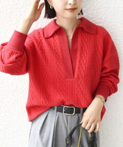 SHIPS / シップス カットソー（半袖以外） | 【WEB限定】〈手洗い可能〉ケーブル ジャージー ポロ プルオーバー