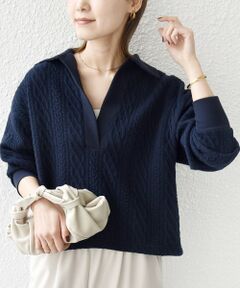 SHIPS / シップス カットソー（半袖以外） | 【WEB限定】〈手洗い可能〉ケーブル ジャージー ポロ プルオーバー