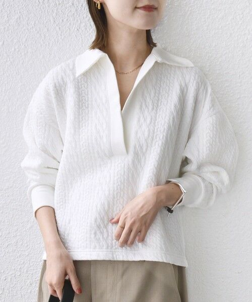 SHIPS / シップス カットソー（半袖以外） | 【WEB限定】〈手洗い可能〉ケーブル ジャージー ポロ プルオーバー | 詳細5