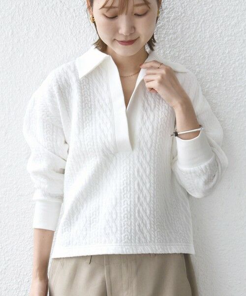 SHIPS / シップス カットソー（半袖以外） | 【WEB限定】〈手洗い可能〉ケーブル ジャージー ポロ プルオーバー | 詳細9