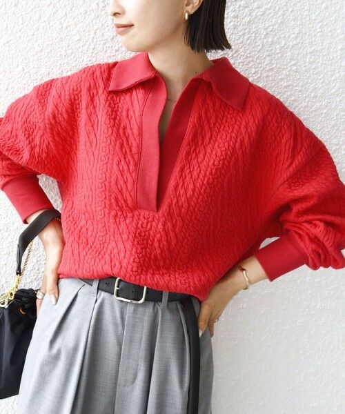 SHIPS / シップス カットソー（半袖以外） | 【WEB限定】〈手洗い可能〉ケーブル ジャージー ポロ プルオーバー | 詳細20