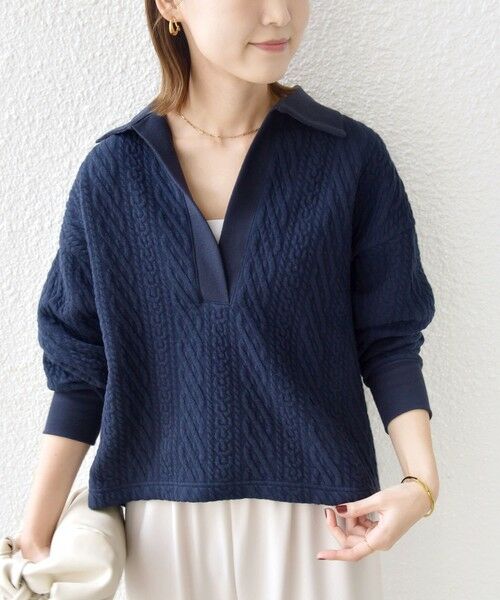 SHIPS / シップス カットソー（半袖以外） | 【WEB限定】〈手洗い可能〉ケーブル ジャージー ポロ プルオーバー | 詳細30