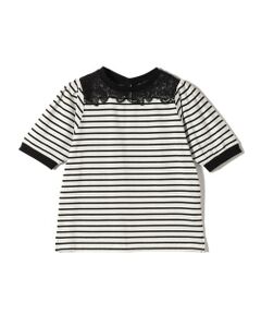 SHIPS / シップス カットソー | 〈手洗い可能〉レース コンビ パフ スリーブ 半袖 Tシャツ