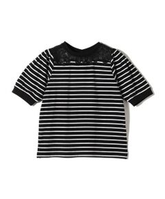 SHIPS / シップス カットソー | 〈手洗い可能〉レース コンビ パフ スリーブ 半袖 Tシャツ