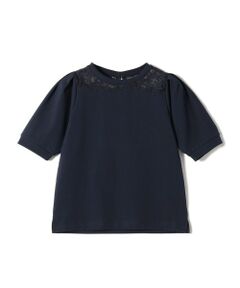 SHIPS / シップス カットソー | 〈手洗い可能〉レース コンビ パフ スリーブ 半袖 Tシャツ