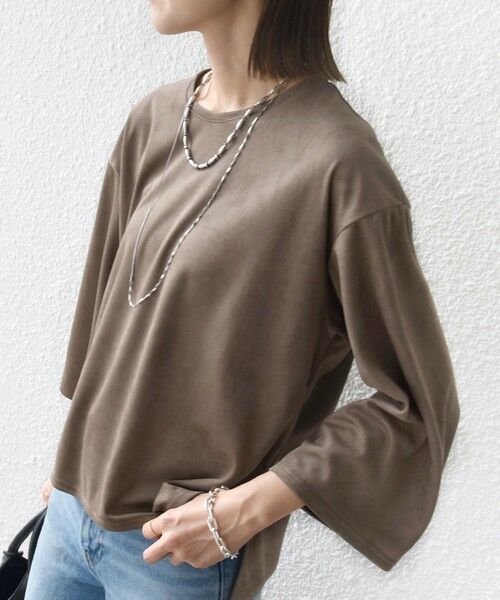 SHIPS / シップス カットソー | 〈手洗い可能〉ポリエステル スエード ワイド スリーブ プルオーバー | 詳細25