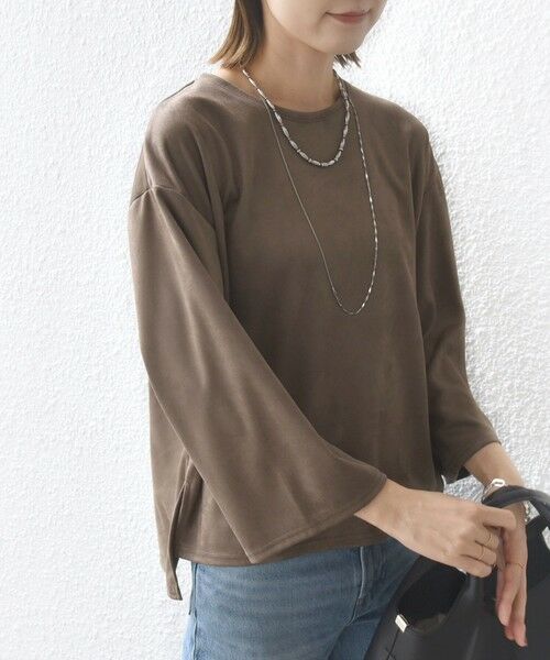 SHIPS / シップス カットソー | 〈手洗い可能〉ポリエステル スエード ワイド スリーブ プルオーバー | 詳細28