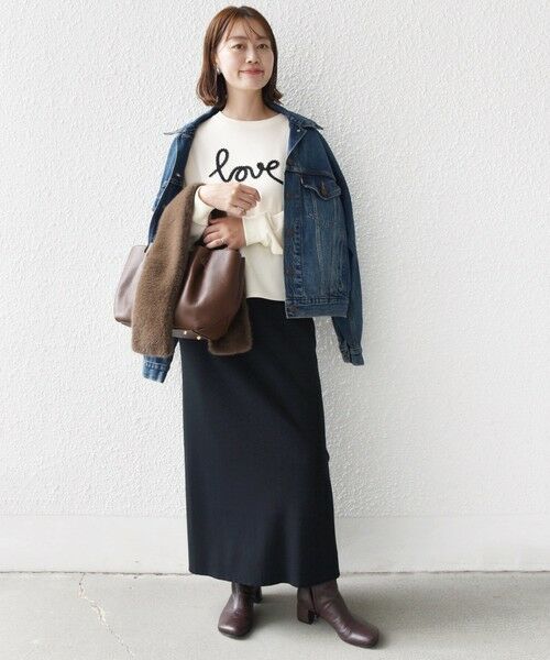 SHIPS / シップス スウェット | 【WEB限定】〈手洗い可能〉ファンシー コード 刺繍 ダンボール カットソー | 詳細1