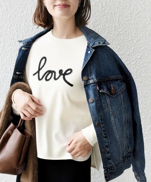 SHIPS / シップス スウェット | 【WEB限定】〈手洗い可能〉ファンシー コード 刺繍 ダンボール カットソー | 詳細4