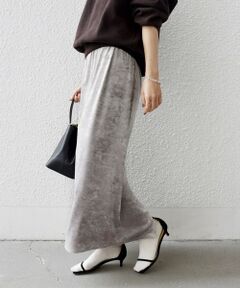 SHIPS / シップス ロング・マキシ丈スカート | 〈手洗い可能〉スノー クラッシュ ポリエステル ベロア ウエスト ゴム スカート