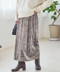 SHIPS / シップス ロング・マキシ丈スカート | 〈手洗い可能〉スノー クラッシュ ポリエステル ベロア ウエスト ゴム スカート