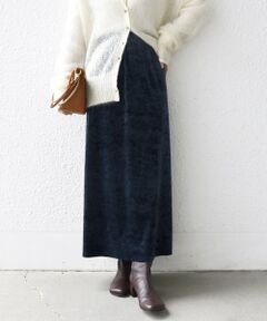 SHIPS / シップス ロング・マキシ丈スカート | 〈手洗い可能〉スノー クラッシュ ポリエステル ベロア ウエスト ゴム スカート