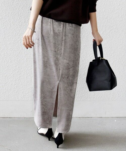 SHIPS / シップス ロング・マキシ丈スカート | 〈手洗い可能〉スノー クラッシュ ポリエステル ベロア ウエスト ゴム スカート | 詳細11