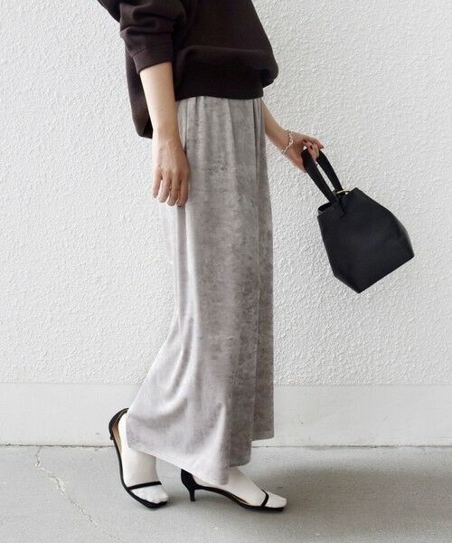 SHIPS / シップス ロング・マキシ丈スカート | 〈手洗い可能〉スノー クラッシュ ポリエステル ベロア ウエスト ゴム スカート | 詳細12