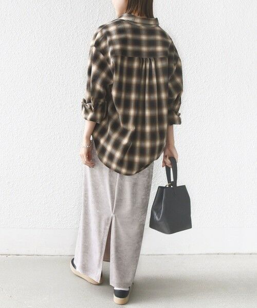 SHIPS / シップス ロング・マキシ丈スカート | 〈手洗い可能〉スノー クラッシュ ポリエステル ベロア ウエスト ゴム スカート | 詳細2