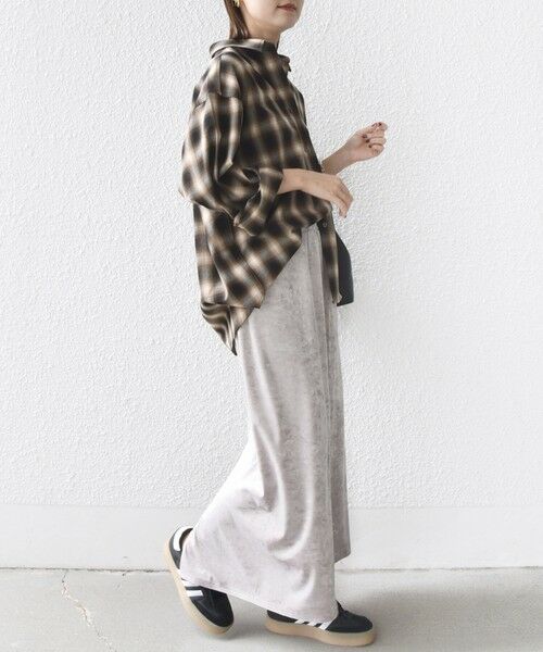 SHIPS / シップス ロング・マキシ丈スカート | 〈手洗い可能〉スノー クラッシュ ポリエステル ベロア ウエスト ゴム スカート | 詳細3