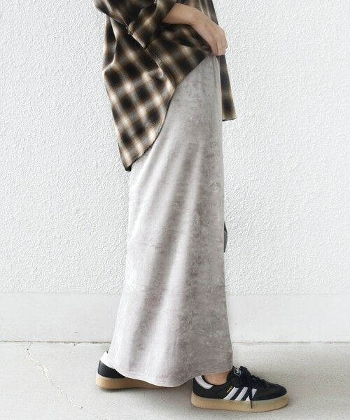 SHIPS / シップス ロング・マキシ丈スカート | 〈手洗い可能〉スノー クラッシュ ポリエステル ベロア ウエスト ゴム スカート | 詳細6