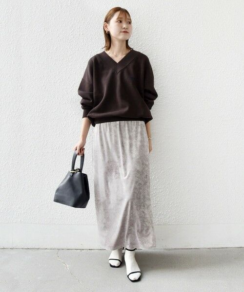 SHIPS / シップス ロング・マキシ丈スカート | 〈手洗い可能〉スノー クラッシュ ポリエステル ベロア ウエスト ゴム スカート | 詳細7