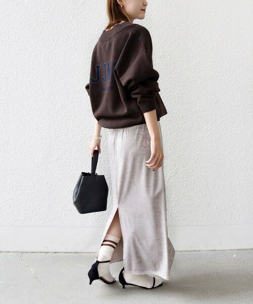 SHIPS / シップス ロング・マキシ丈スカート | 〈手洗い可能〉スノー クラッシュ ポリエステル ベロア ウエスト ゴム スカート | 詳細9