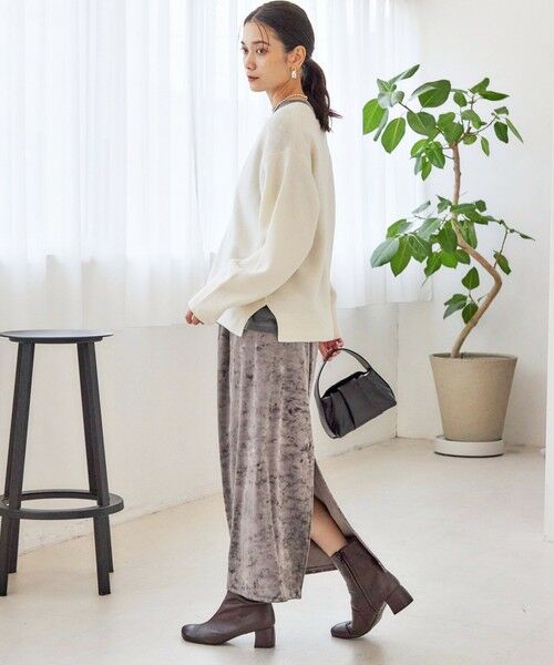 SHIPS / シップス ロング・マキシ丈スカート | 〈手洗い可能〉スノー クラッシュ ポリエステル ベロア ウエスト ゴム スカート | 詳細18