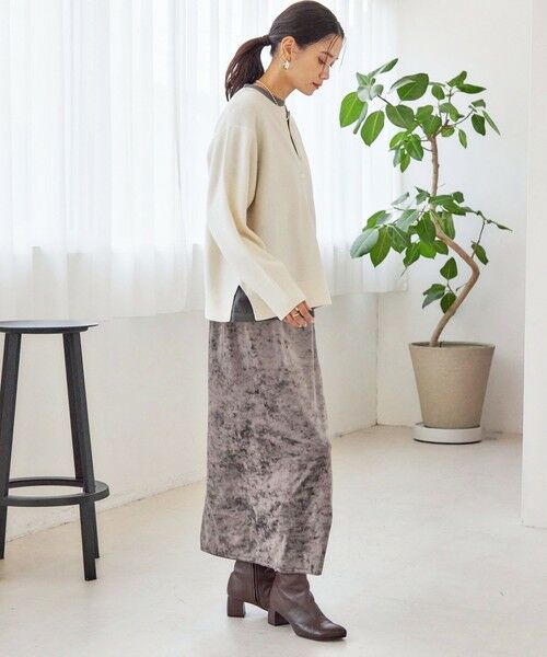 SHIPS / シップス ロング・マキシ丈スカート | 〈手洗い可能〉スノー クラッシュ ポリエステル ベロア ウエスト ゴム スカート | 詳細19