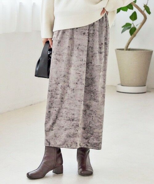 SHIPS / シップス ロング・マキシ丈スカート | 〈手洗い可能〉スノー クラッシュ ポリエステル ベロア ウエスト ゴム スカート | 詳細21