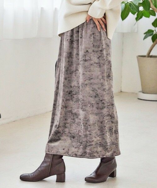 SHIPS / シップス ロング・マキシ丈スカート | 〈手洗い可能〉スノー クラッシュ ポリエステル ベロア ウエスト ゴム スカート | 詳細22