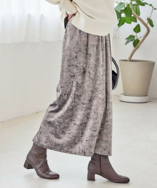 SHIPS / シップス ロング・マキシ丈スカート | 〈手洗い可能〉スノー クラッシュ ポリエステル ベロア ウエスト ゴム スカート | 詳細23