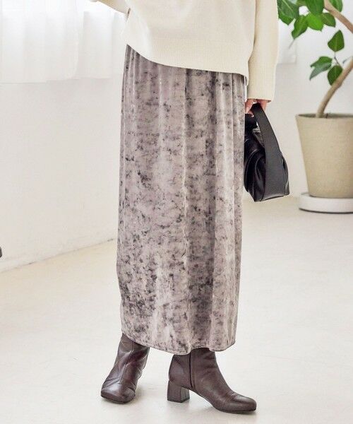 SHIPS / シップス ロング・マキシ丈スカート | 〈手洗い可能〉スノー クラッシュ ポリエステル ベロア ウエスト ゴム スカート | 詳細24