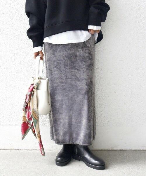 SHIPS / シップス ロング・マキシ丈スカート | 〈手洗い可能〉スノー クラッシュ ポリエステル ベロア ウエスト ゴム スカート | 詳細28