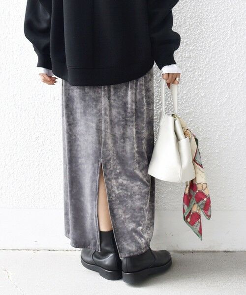 SHIPS / シップス ロング・マキシ丈スカート | 〈手洗い可能〉スノー クラッシュ ポリエステル ベロア ウエスト ゴム スカート | 詳細29