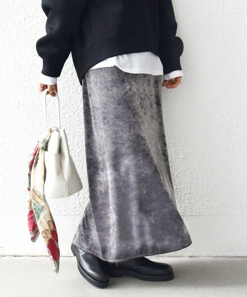 SHIPS / シップス ロング・マキシ丈スカート | 〈手洗い可能〉スノー クラッシュ ポリエステル ベロア ウエスト ゴム スカート | 詳細30