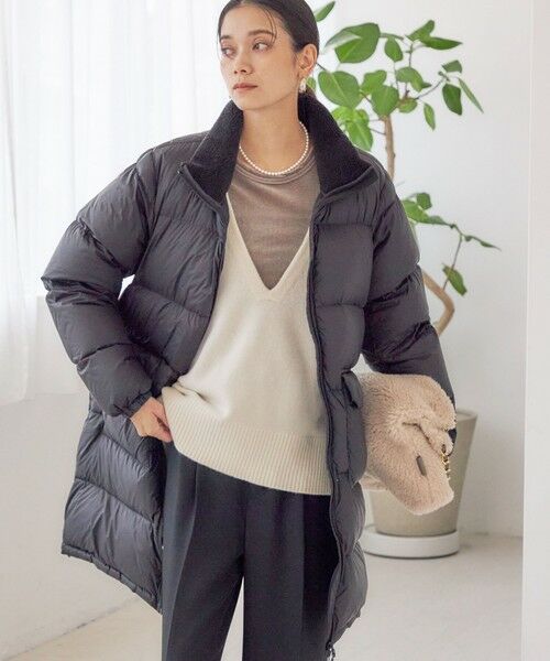 SHIPS for women/シップスウィメン 《予約》【SHIPS別注】TAION:〈手洗い可能〉ネック ボア ダウン コート ブラック SMALL SHIPS for women/シップスウィメン 《予約》【SHIPS別注】TAION:〈手洗い可能〉ネック ボア ダウン コート ブラック SMALL