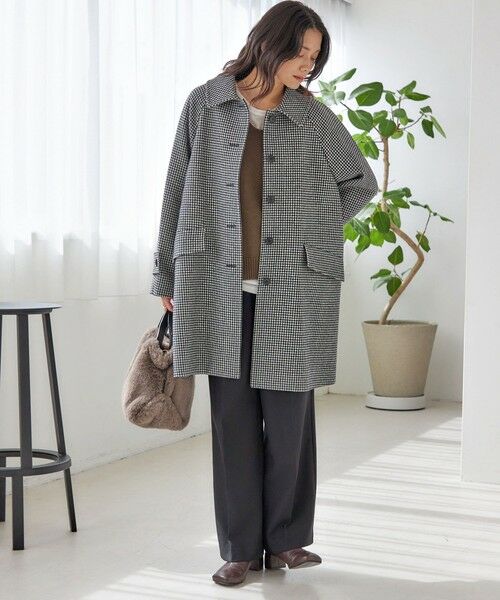 SHIPS / シップス ステンカラーコート | 千鳥 / ソリッド ウール メルトン ステンカラー コート | 詳細4