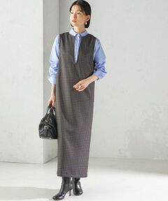 SHIPS / シップス ロング・マキシ丈ワンピース | 〈手洗い可能〉アジャスト ボタン チェック ジャンパー スカート