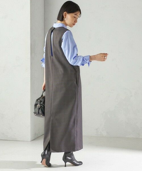 SHIPS / シップス ロング・マキシ丈ワンピース | 〈手洗い可能〉アジャスト ボタン チェック ジャンパー スカート | 詳細5