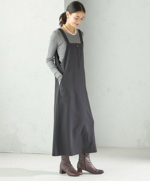 SHIPS / シップス ロング・マキシ丈ワンピース | 〈手洗い可能〉フロント ジップ ジャンパー スカート | 詳細3
