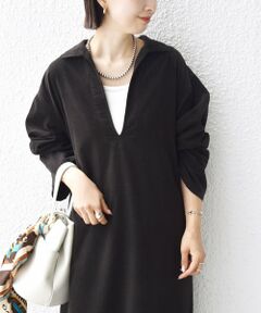 SHIPS / シップス ロング・マキシ丈ワンピース | 【WEB限定】〈洗濯機可能〉スキッパー コーデュロイ ワンピース
