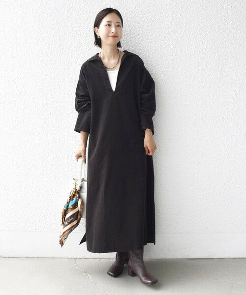 SHIPS / シップス ロング・マキシ丈ワンピース | 【WEB限定】〈洗濯機可能〉スキッパー コーデュロイ ワンピース | 詳細1