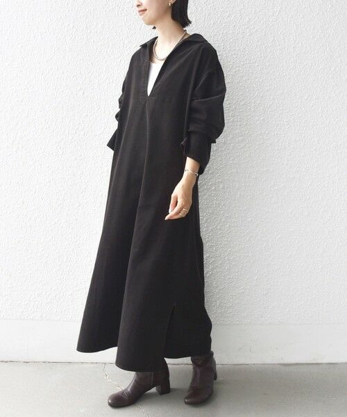 SHIPS / シップス ロング・マキシ丈ワンピース | 【WEB限定】〈洗濯機可能〉スキッパー コーデュロイ ワンピース | 詳細2