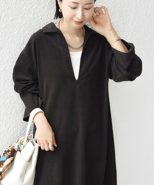 SHIPS / シップス ロング・マキシ丈ワンピース | 【WEB限定】〈洗濯機可能〉スキッパー コーデュロイ ワンピース | 詳細7