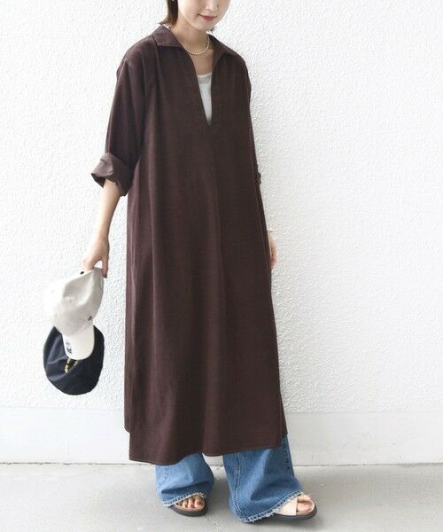 SHIPS / シップス ロング・マキシ丈ワンピース | 【WEB限定】〈洗濯機可能〉スキッパー コーデュロイ ワンピース | 詳細12