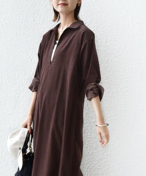 SHIPS / シップス ロング・マキシ丈ワンピース | 【WEB限定】〈洗濯機可能〉スキッパー コーデュロイ ワンピース | 詳細16