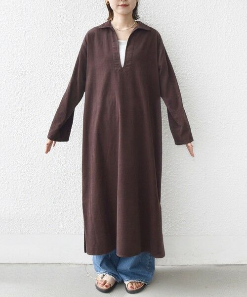 SHIPS / シップス ロング・マキシ丈ワンピース | 【WEB限定】〈洗濯機可能〉スキッパー コーデュロイ ワンピース | 詳細27