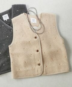 SHIPS / シップス ベスト | 【SHIPS別注】assiette:ウール混 ボア 刺繍 ベスト