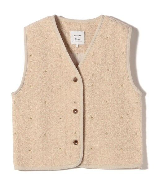SHIPS / シップス ベスト | 【SHIPS別注】assiette:ウール混 ボア 刺繍 ベスト | 詳細1