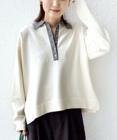 SHIPS / シップス ニット・セーター | 【WEB限定】〈手洗い可能〉サイド スリット ゴールド 釦 ポロ ニット