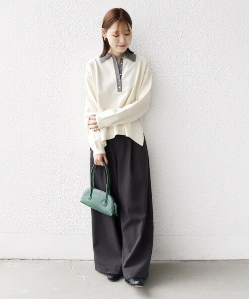 SHIPS / シップス ニット・セーター | 【WEB限定】〈手洗い可能〉サイド スリット ゴールド 釦 ポロ ニット | 詳細1